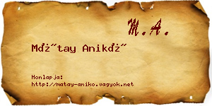 Mátay Anikó névjegykártya